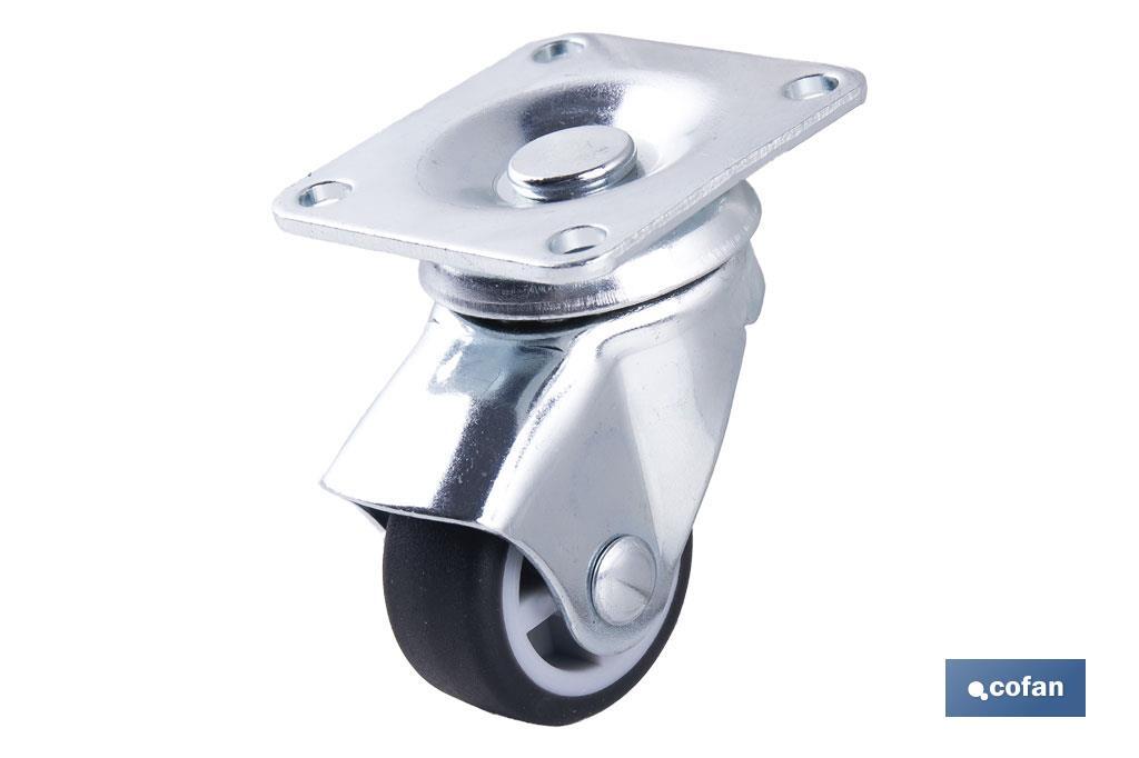 Imagen Adicional de Rueda de goma gris con placa giratoria