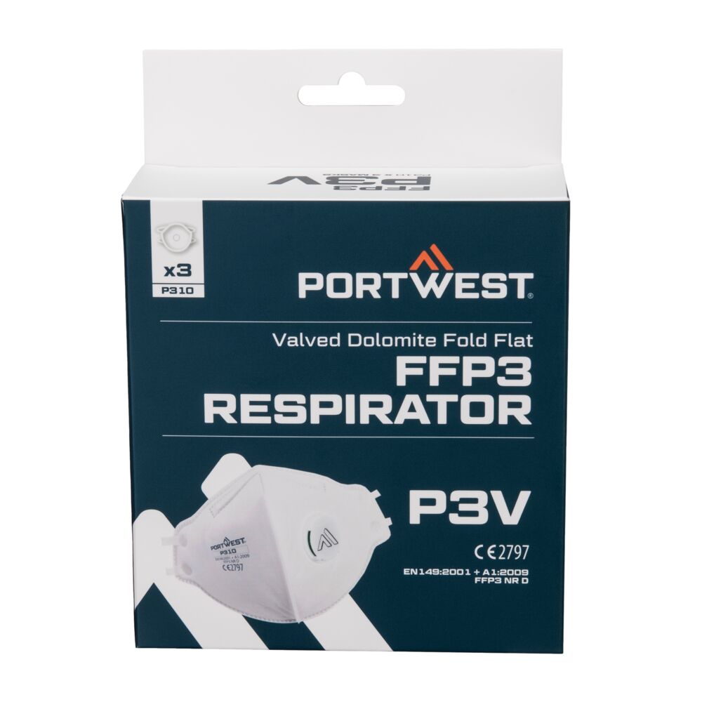 P310 - Mascarilla Dolomite plegable con válvula FFP3 (Pack 3)