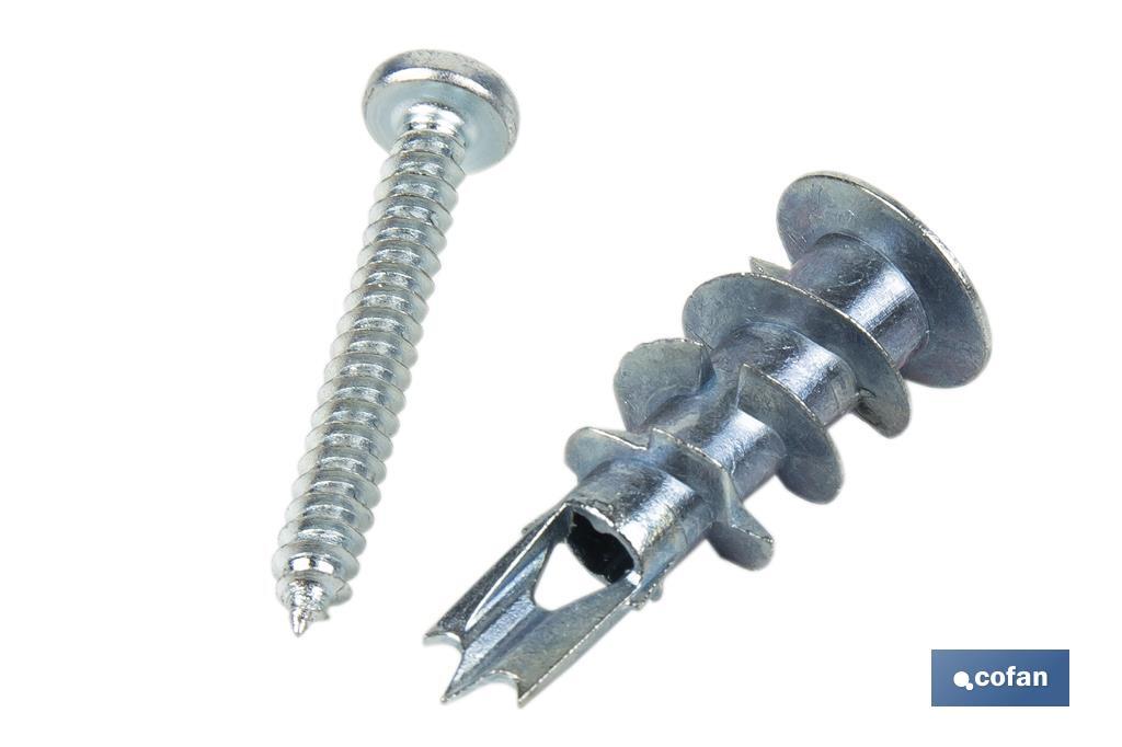 Taco de Zamak metálico con tornillo DIN 7981 para Placas