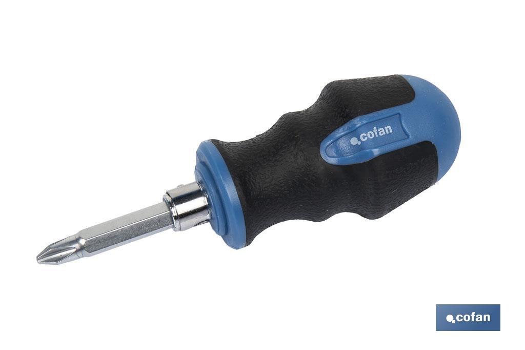 Destornillador corto reversible Phillips PH-2 y Plano