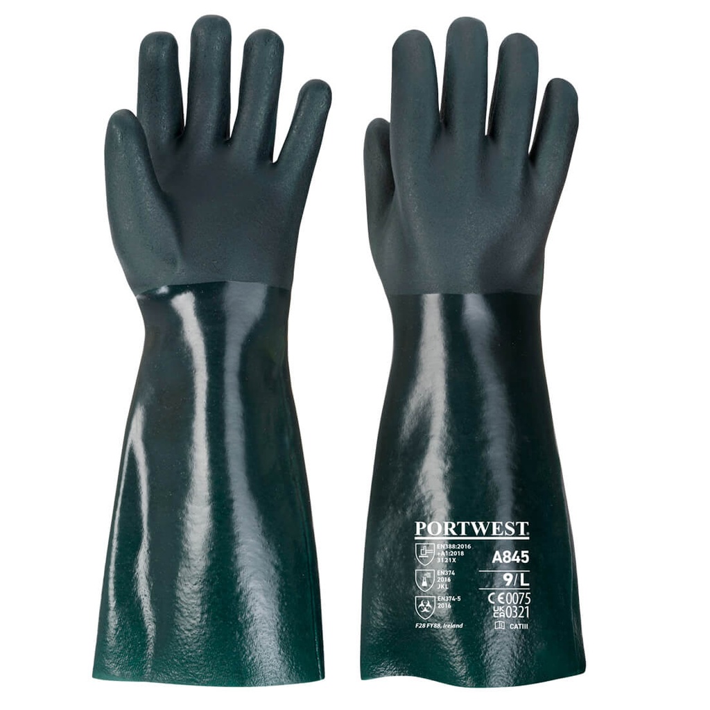 A845 - Guante de PVC de doble inmersión, 45cm Talla XL