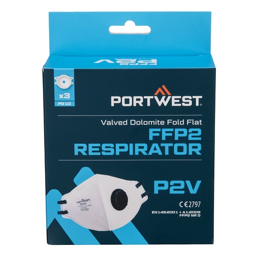[P210WHR] P210 - Mascarilla Dolomite plegable con válvula FFP2 (Pack 3)