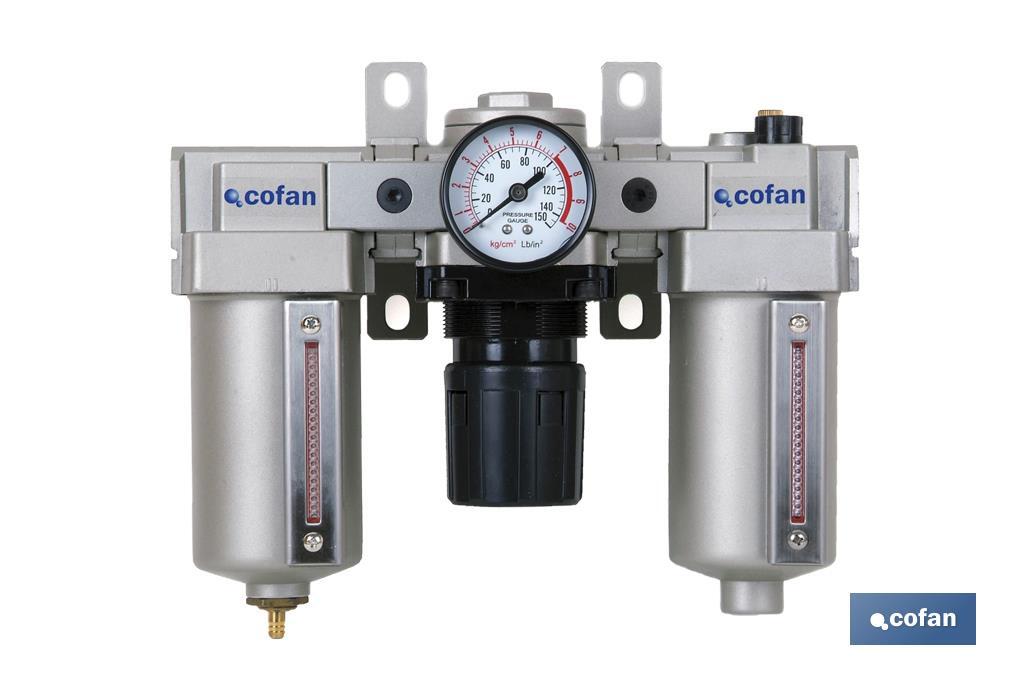 Filtro regulador presión + Lubricador rosca 1