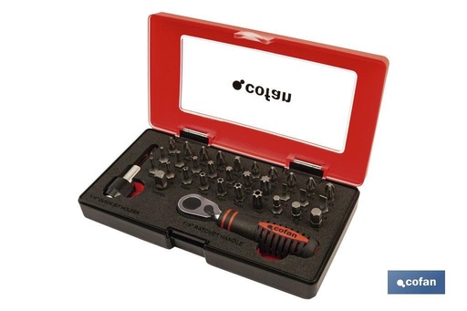 [14009021] Set mini carraca 1/4 con puntas (33 pcs.)
