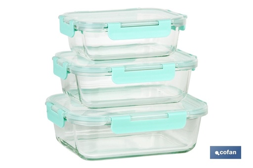 [41001801] Set de 3 Fiambreras Rectangulares de Borosilicato