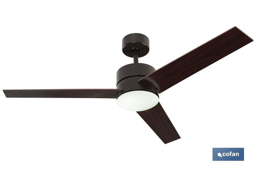 [41004164] Ventilador de techo en madera con 3 aspas y luz led