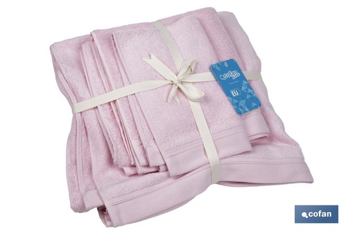 [43001101] Juego de 3 toallas de color rosa claro con 580 g/m2