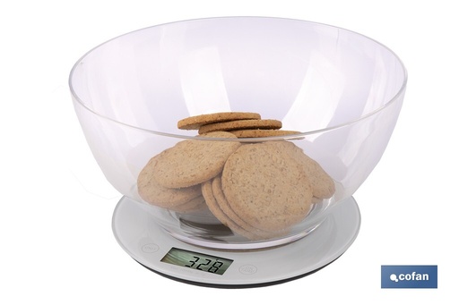 [45052004] Báscula de cocina digital con cuenco transparente de 3,8 litros
