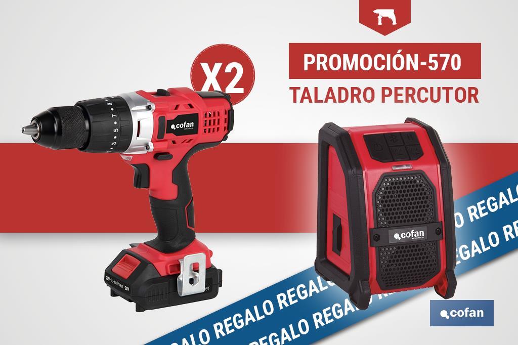 Pack de 2 taladros percutores a batería + altavoz Bluetooth de regalo