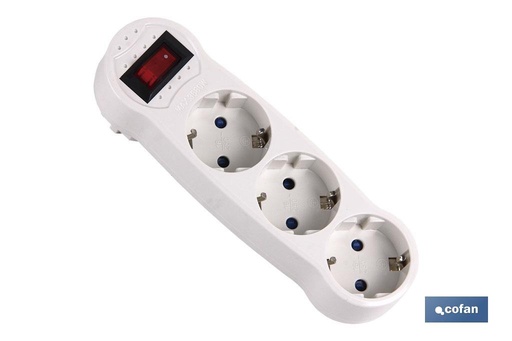 [51001034] Adaptador triple Frontal Schuko con interruptor