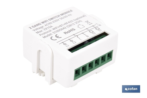 [51005042] Relé inteligente de 2 interruptores WiFi
