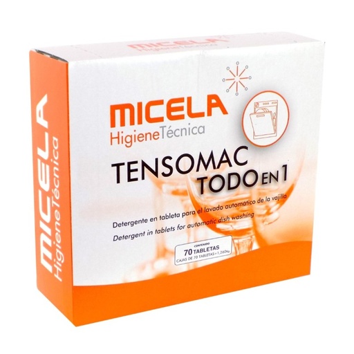 [100544001] TENSOMAC TODO EN 1 DETERGENTE PARA EL LAVADO AUTOMATICO DE LA VAJILLA EN TABLETAS. 70 TABLETAS 