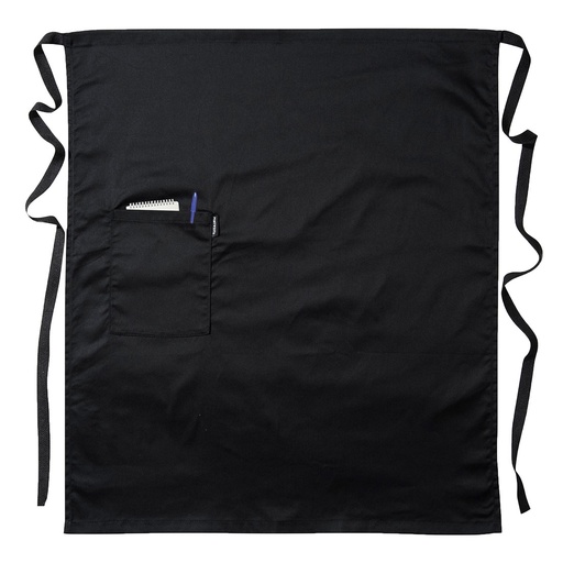 [S794BKR] S794 - Delantal de cintura con bolsillo  Negro