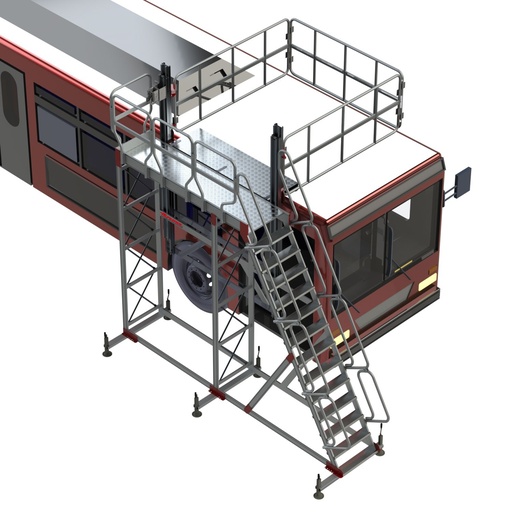 [TSA-S.] Escalera con plataforma y barandilla regulable TSA-S